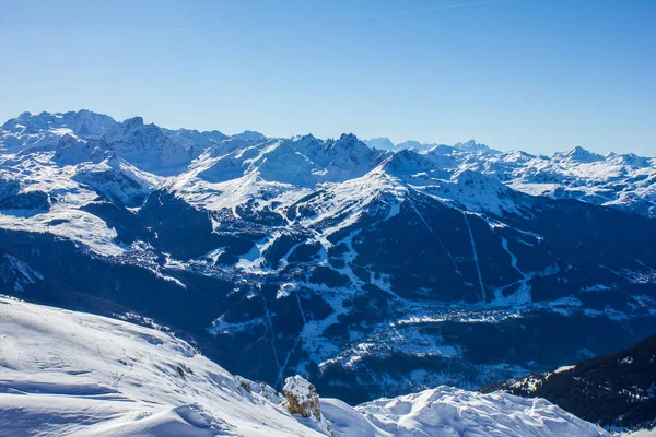 Vista Courchevel Desde Champagny Vanoise Alpes Franceses —  Fotos de Stock