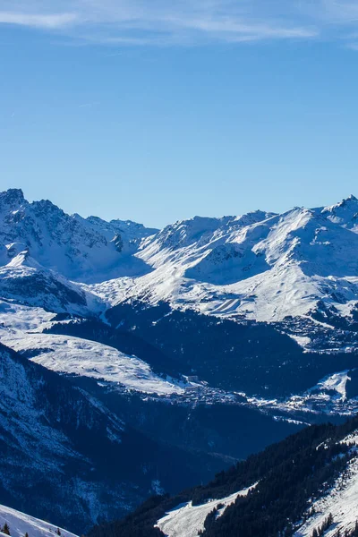Kilátás Courchevel Ski Area Francia Alpok — Stock Fotó