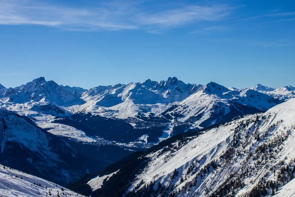 Kilátás Courchevel Ski Area Francia Alpok — Stock Fotó