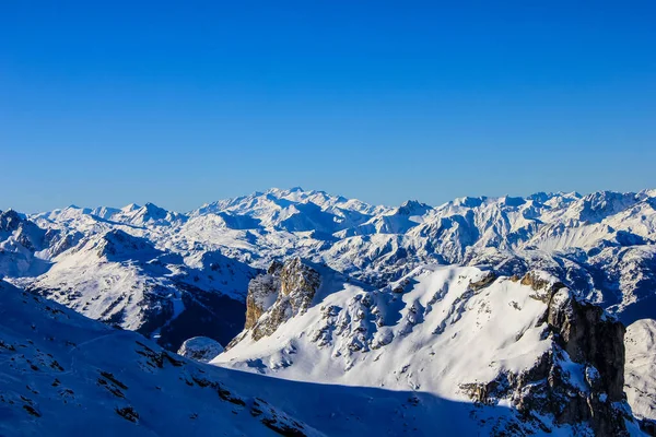 Vista Dos Alpes Franceses Inverno Champagny Vanoise França — Fotografia de Stock