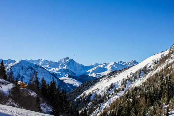 Vista Das Montanhas Acima Courchevel Champagny Vanoise Alpes Franceses — Fotografia de Stock