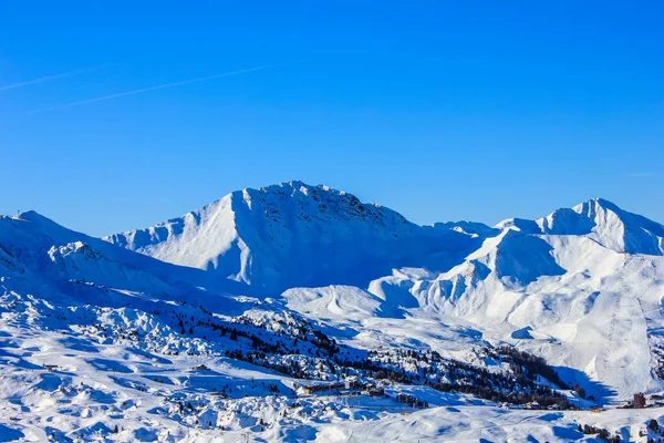 Kilátás Paradiski Plagne Ski Area Francia Alpok — Stock Fotó