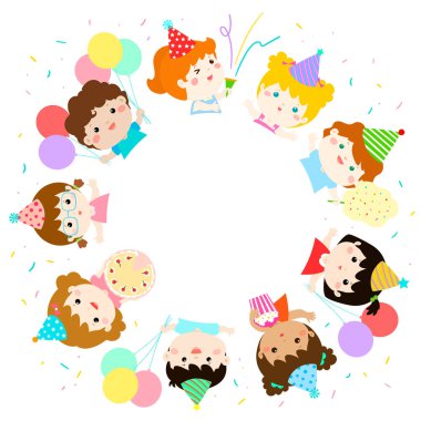 şirin çok kültürlü parti renkli şablonu vektör çizim