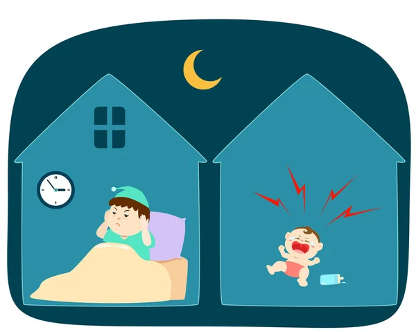 Baby Buurjongen Schreeuwen Luid Omdat Hij Hongerig Vector Illustratie — Stockvector