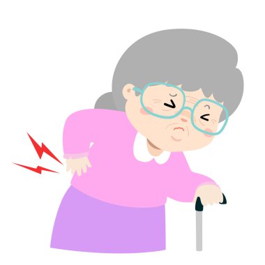 Yaşlı kadın sırt ağrısı vektöründen acı