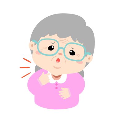 Grandmother sore throat because flu disease vector. clipart