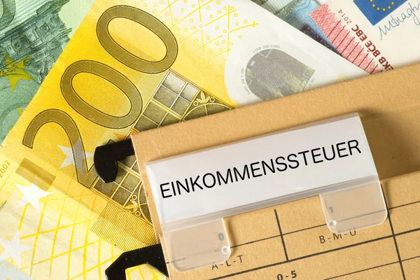 Billetes Euros Una Carpeta Colgante Con Documentos Fiscales — Foto de Stock