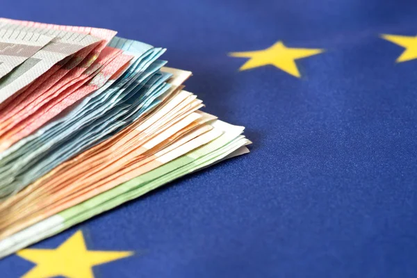 Euro Bankjegyek Sok Zászlaja — Stock Fotó