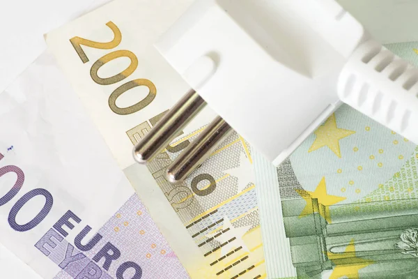 Electric Plug Euro Bills — Stock Photo, Image