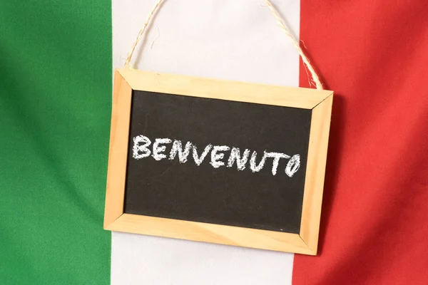 Een Schoolbord Welkom Italië — Stockfoto