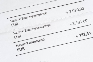 Banka ekstresi yakın çekim