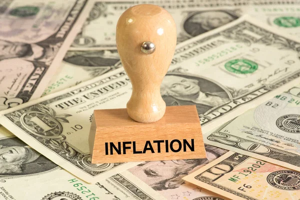 Buoni Del Dollaro Francobollo Con Parola Inflazione — Foto Stock