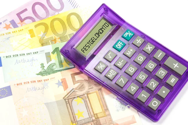 Банкноты Евро Калькулятор Срочный Депозит — стоковое фото