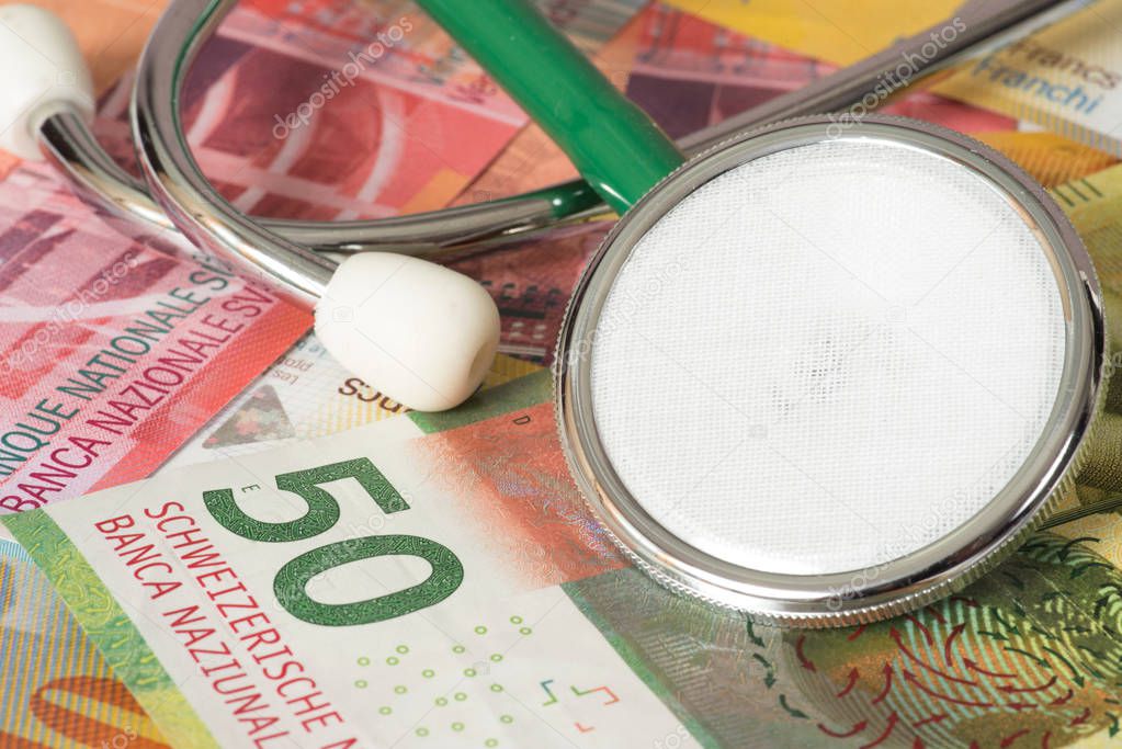 A stethoscope and Swiss Franc