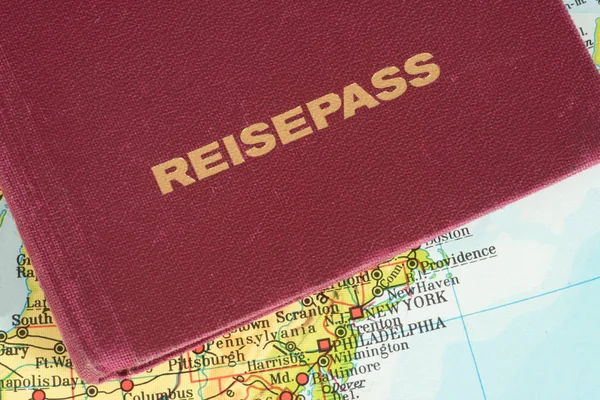 Mapa Ameryki Niemiecki Paszport — Zdjęcie stockowe