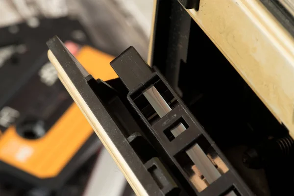 Velho Leitor Cassetes Uma Cassete Música — Fotografia de Stock
