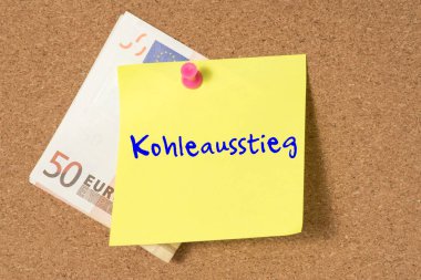 Bir euro banknot ve kelime kömür çıkış bir notla