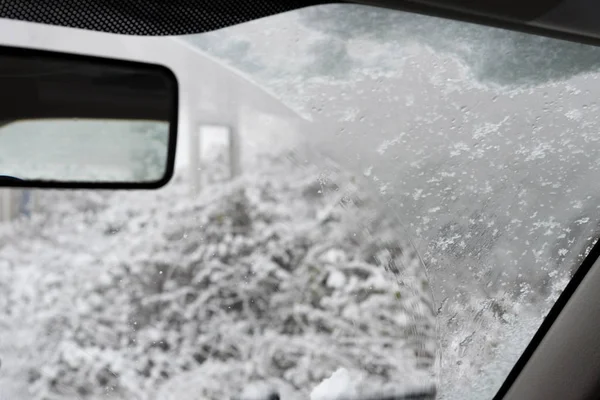 Pare Brise Une Voiture Hiver — Photo