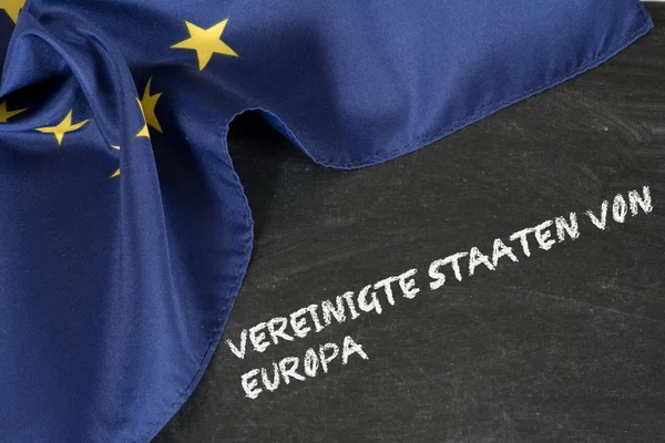 Drapelul Uniunii Europene Sloganul Statele Unite Ale Europei — Fotografie, imagine de stoc