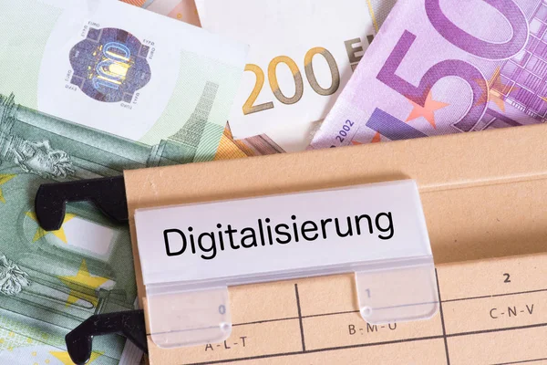 Euro Bills Folder Imprint Digitization — Stock Photo, Image