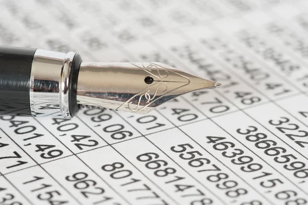 Spreadsheet Fountain Pen — Stock Photo, Image