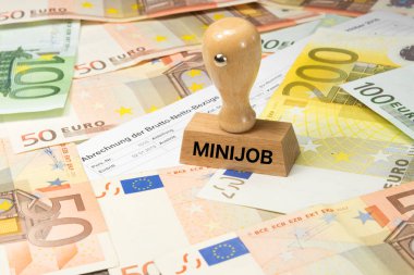 Bir ödeme makbuzu, euro bono ve bir damga damga mini iş ile