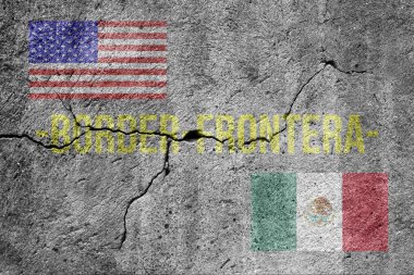 A boundary wall and reference to the border between USA and Mexico clipart