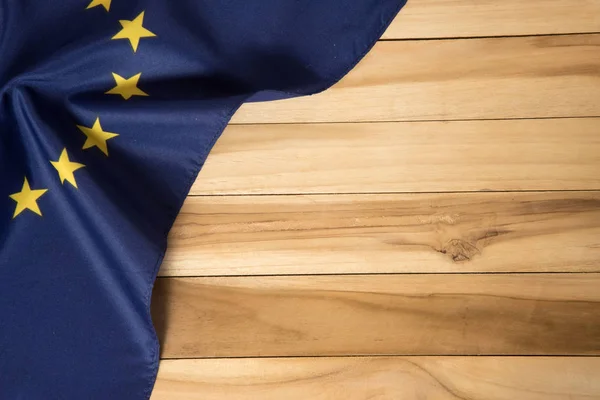 Bandera Unión Europea Sobre Fondo Madera — Foto de Stock