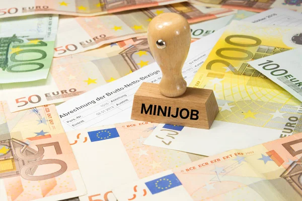 Bir ödeme makbuzu, euro bono ve bir damga damga mini iş ile