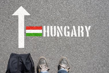 Çantayı bir adamla Macaristan doğru seyahat eder.