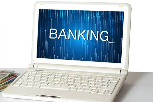 Geld Computer Und Online Banking — Stockfoto