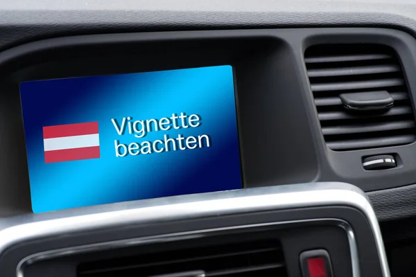 A message in the car with the reference to Vignette duty in Austria