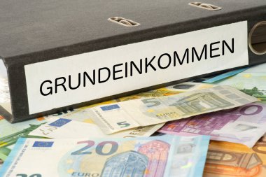 Euro banknot ve baskı temel gelir ile bir klasör