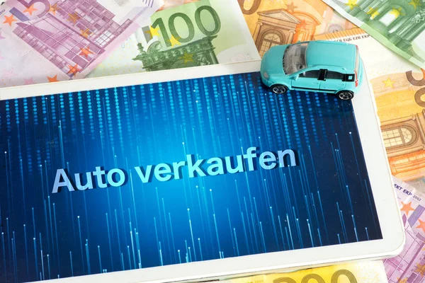 Eurosedlar Tabletpc Och Bil Säljer Internet — Stockfoto