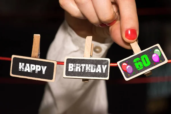 Woman Congratulates Her 60Th Birthday — Stock Photo, Image