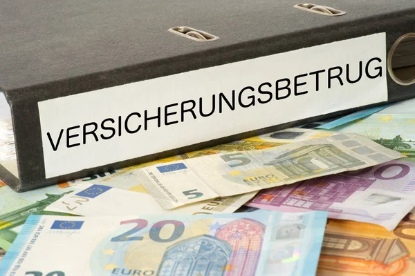 Euro bills and a folder with the imprint insurance fraud