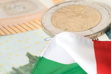 İtalya ve euro Bono ve paralar bayrağı