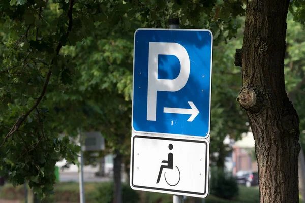 A sign indicating a disabled parking space