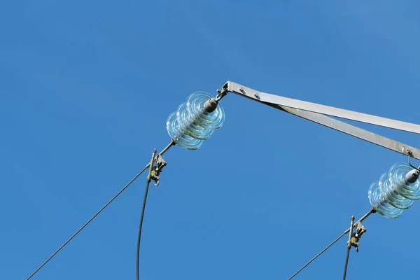 Elektriciteit Pyloon Blauwe Hemel Achtergrond — Stockfoto