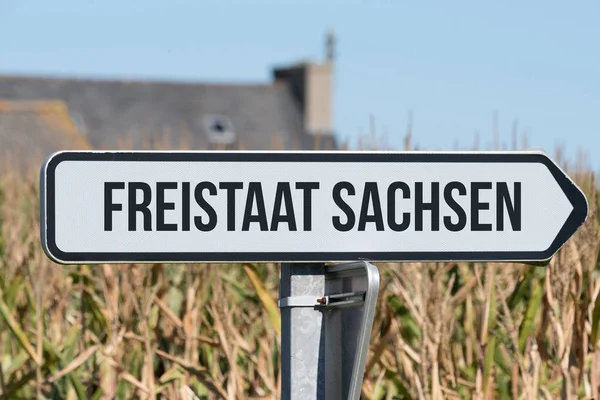 Sign Points Free State Saxony — Stock Photo, Image