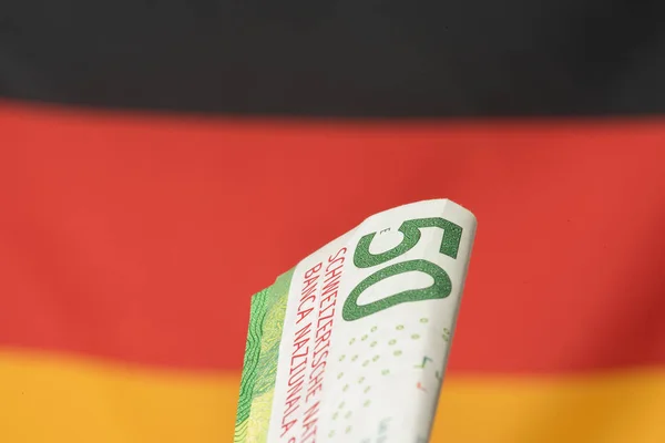 Flaga Niemiec Banknotu Franka Szwajcarskiego — Zdjęcie stockowe