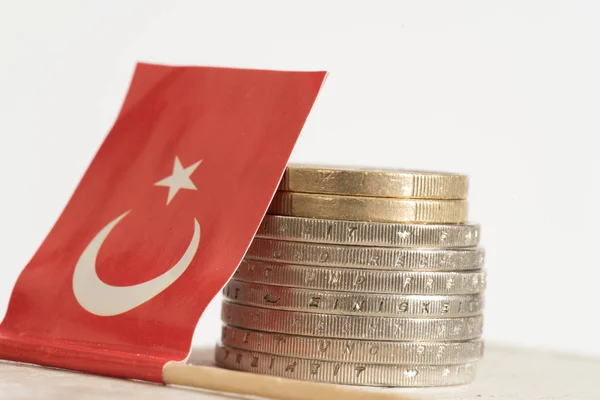 Turkiets Flagga Och Euromynt — Stockfoto