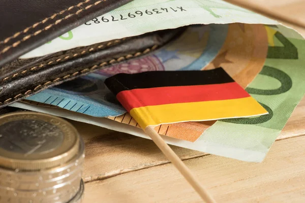 Bandiera Della Germania Portafoglio Monete Banconote Euro Foto Stock