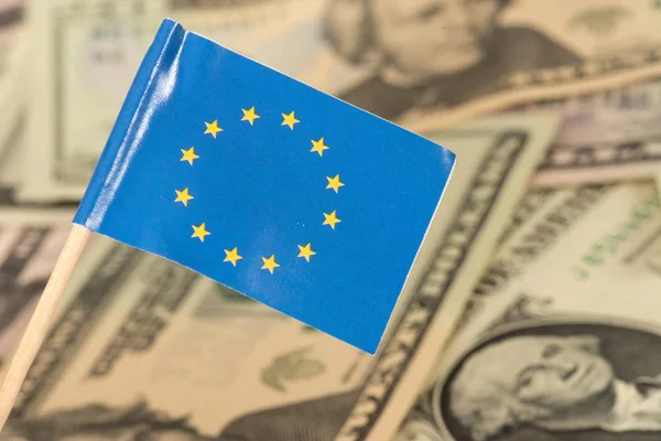European Union Flag Dollar Bills Background — Stock Fotó