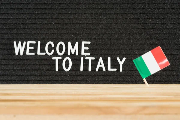 Italiaanse Vlag Slogan Welkom Italië — Stockfoto