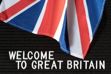 İngiliz bayrağı ve sloganı İngiltere'ye hoş geldiniz