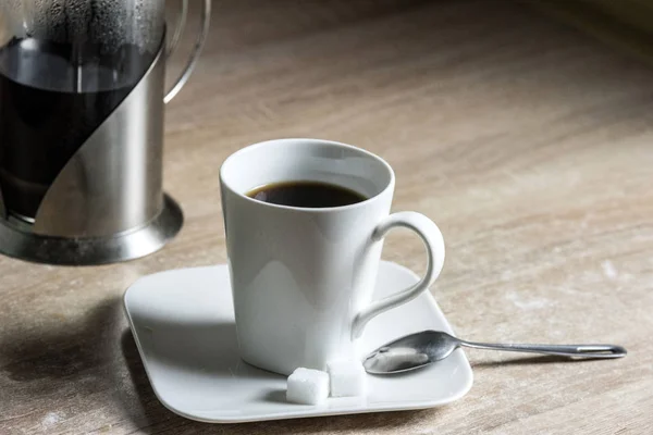 Чашка Свежего Кофе Кубики Сахара — стоковое фото