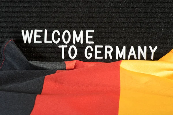 Bandiera Tedesca Slogan Benvenuti Germania — Foto Stock