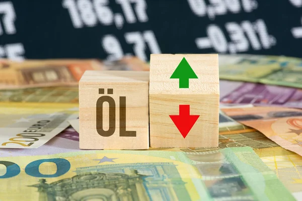 ユーロ紙幣 石油価格 証券取引所 — ストック写真