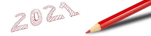 Red Pencil Year 2021 — Stock Photo, Image